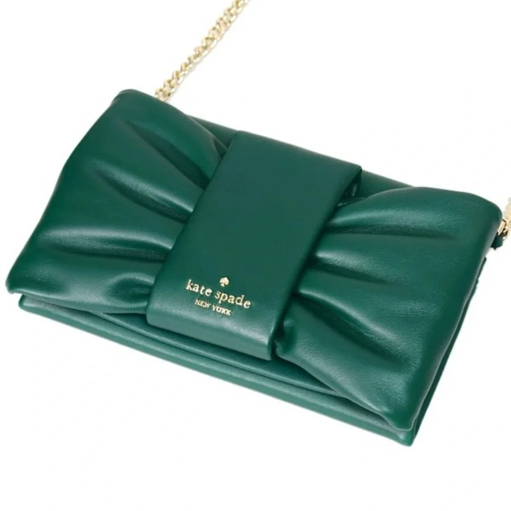 Kate Spade Green Crossbody Bag with Gold Chain